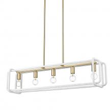  6085-LP BCB-WR - Camden Linear Pendant in Brushed Champagne Bronze with Bleached White Raphia Rope